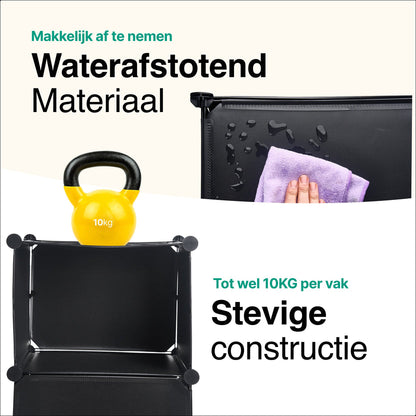 Schoenenkast 24 paar Schoenen - Verstelbaar - Schoenenrek - 6 vakkken - Geschikt voor Laarzen - 91,5*82*32,5 CM - Zwart