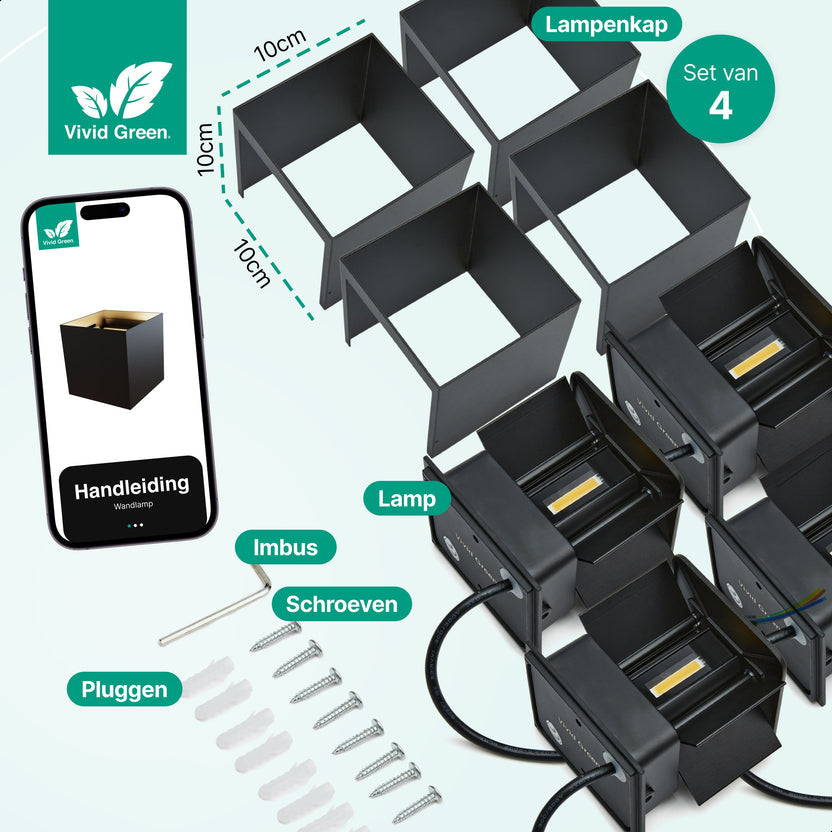 Wandlamp - 4 pack - Werkt op netstroom - 3000K