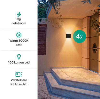 Wandlamp - 4 pack - Werkt op netstroom - 3000K