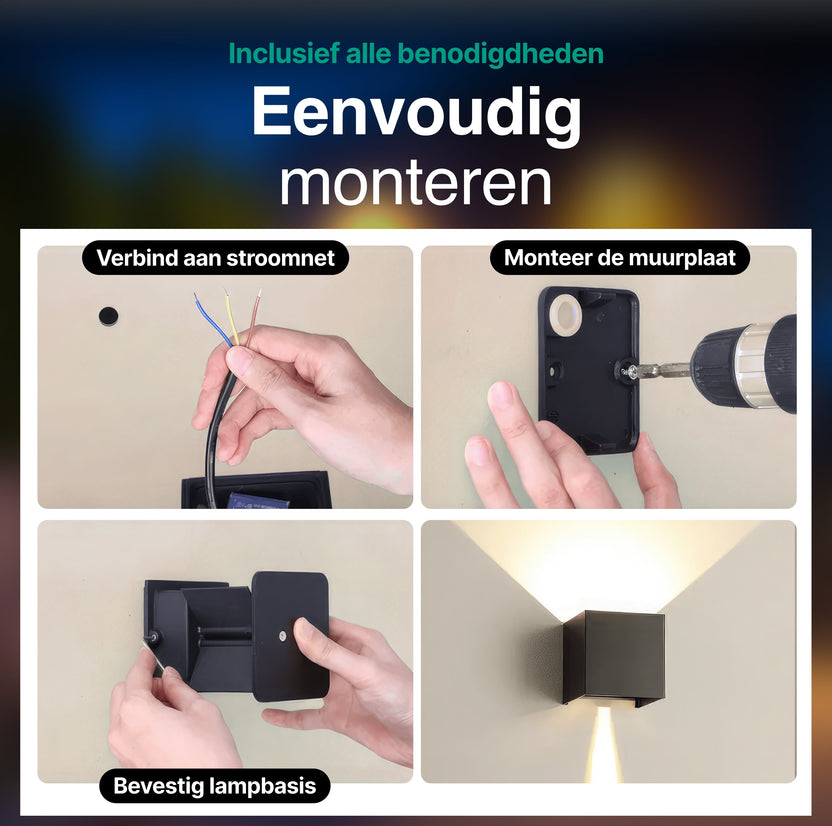 Wandlamp - 4 pack - Werkt op netstroom - 3000K