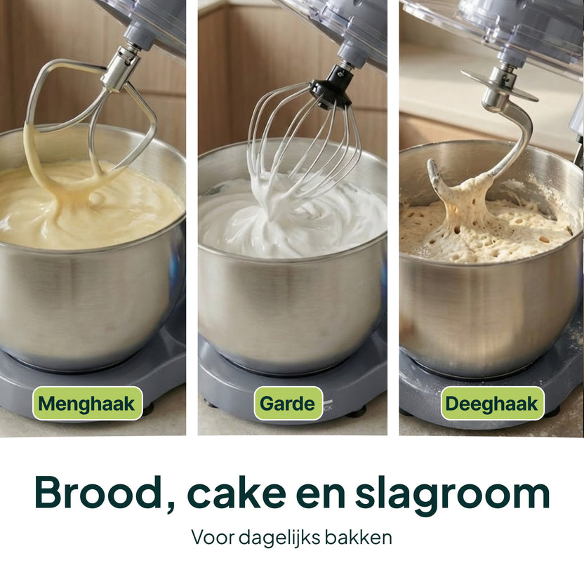 2000W Keukenmachine - Keukenrobot - 6.2L - Keukenmixer - Mixer met Mengkom - Grijs