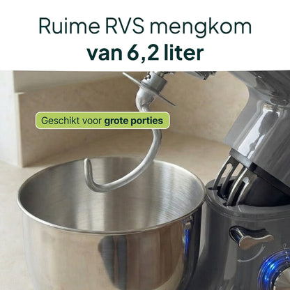 2000W Keukenmachine - Keukenrobot - 6.2L - Keukenmixer - Mixer met Mengkom - Grijs