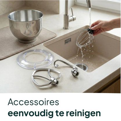 2000W Keukenmachine - Keukenrobot - 6.2L - Keukenmixer - Mixer met Mengkom - Grijs