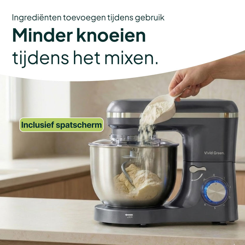 2000W Keukenmachine - Keukenrobot - 6.2L - Keukenmixer - Mixer met Mengkom - Grijs