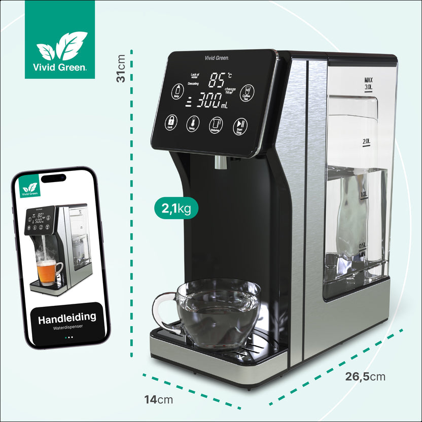 Heetwaterdispenser 3L - 40° 100° -  Instant Waterkoker - RVS