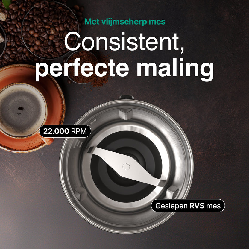 Elektrische Koffiemolen - Koffiebonen Maler - 180W - Zwart
