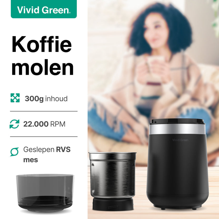 Elektrische Koffiemolen - Koffiebonen Maler - 180W - Zwart