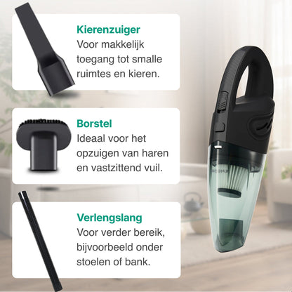 Kruimelzuiger Snoerloos - Handstofzuiger met 5 opzetstukken - Kruimelzuiger - Zwart