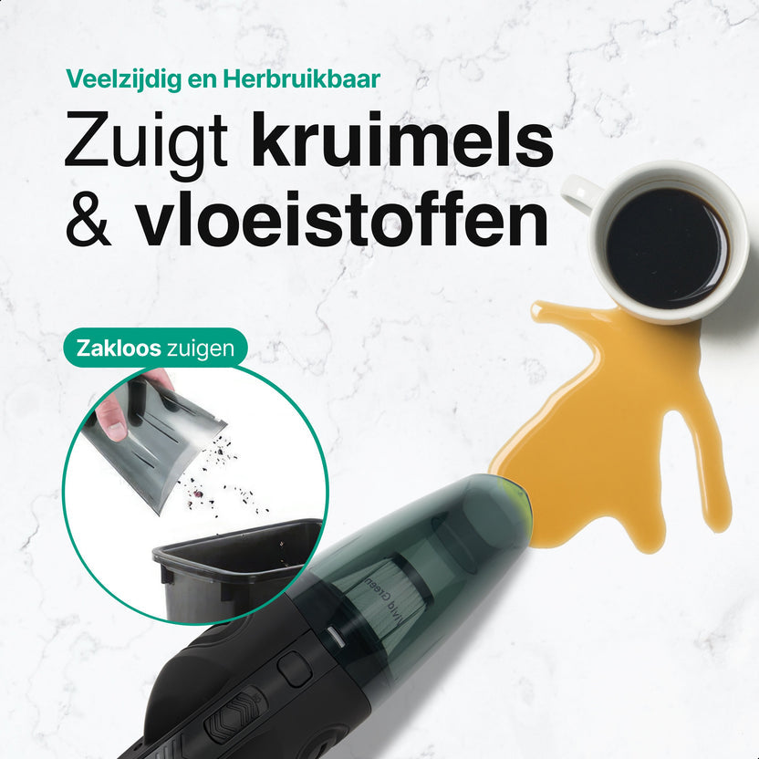 Kruimelzuiger Snoerloos - Handstofzuiger met 5 opzetstukken - Kruimelzuiger - Zwart