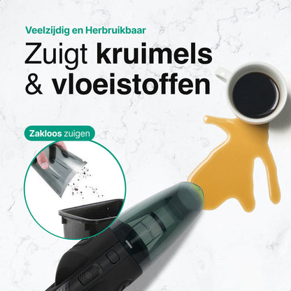 Kruimelzuiger Snoerloos - Handstofzuiger met 5 opzetstukken - Kruimelzuiger - Zwart