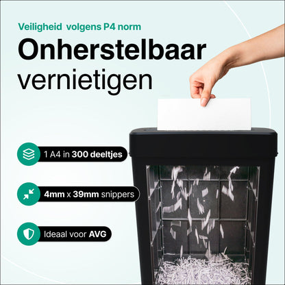 Papierversnipperaar - 13L - 8 A4 vellen - Creditcard Vernietiger