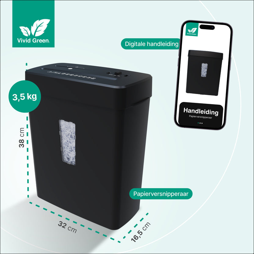 Papierversnipperaar - 13L - 8 A4 vellen - Creditcard Vernietiger