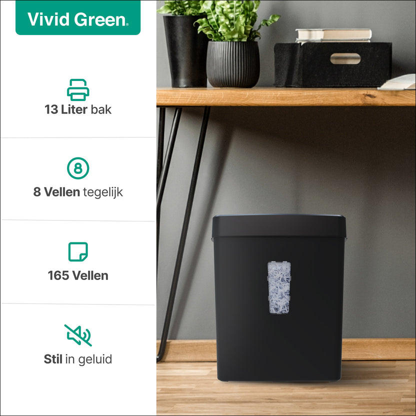Papierversnipperaar - 13L - 8 A4 vellen - Creditcard Vernietiger