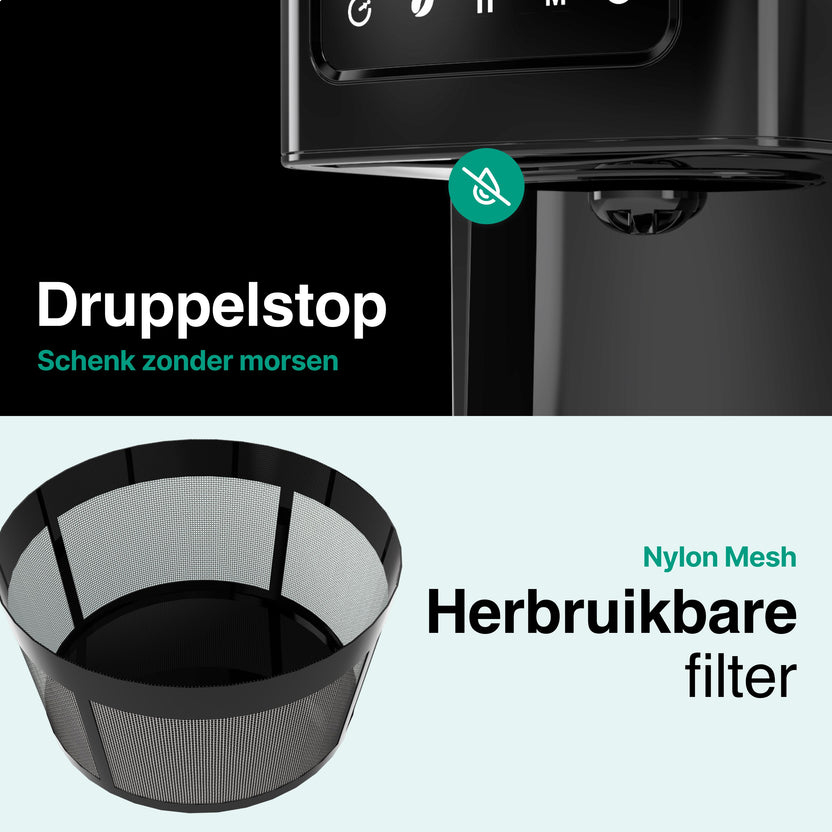Koffiezetapparaat Filterkoffie 1.8L met Touch Display - 14 Koppen - Zwart