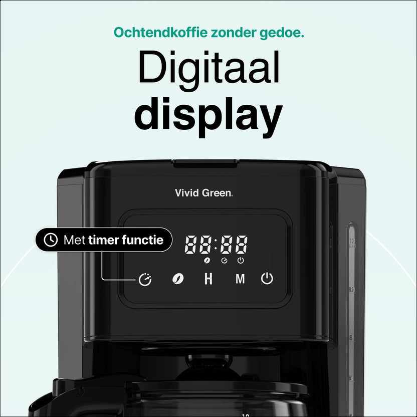 Koffiezetapparaat Filterkoffie 1.8L met Touch Display - 14 Koppen - Zwart