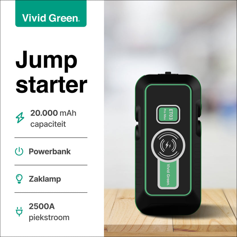 Jumpstarter 12V voor Auto - 20.000 mAh - 4-in-1 Starthulp Met Powerbank