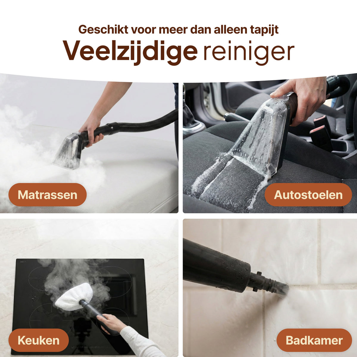 Vlekkenreiniger 1650W - Tapijtreiniger & Stoomreiniger - 5 Opzetstukken - Meubelreiniger - Bank Reiniger Machine - Zetelreiniger