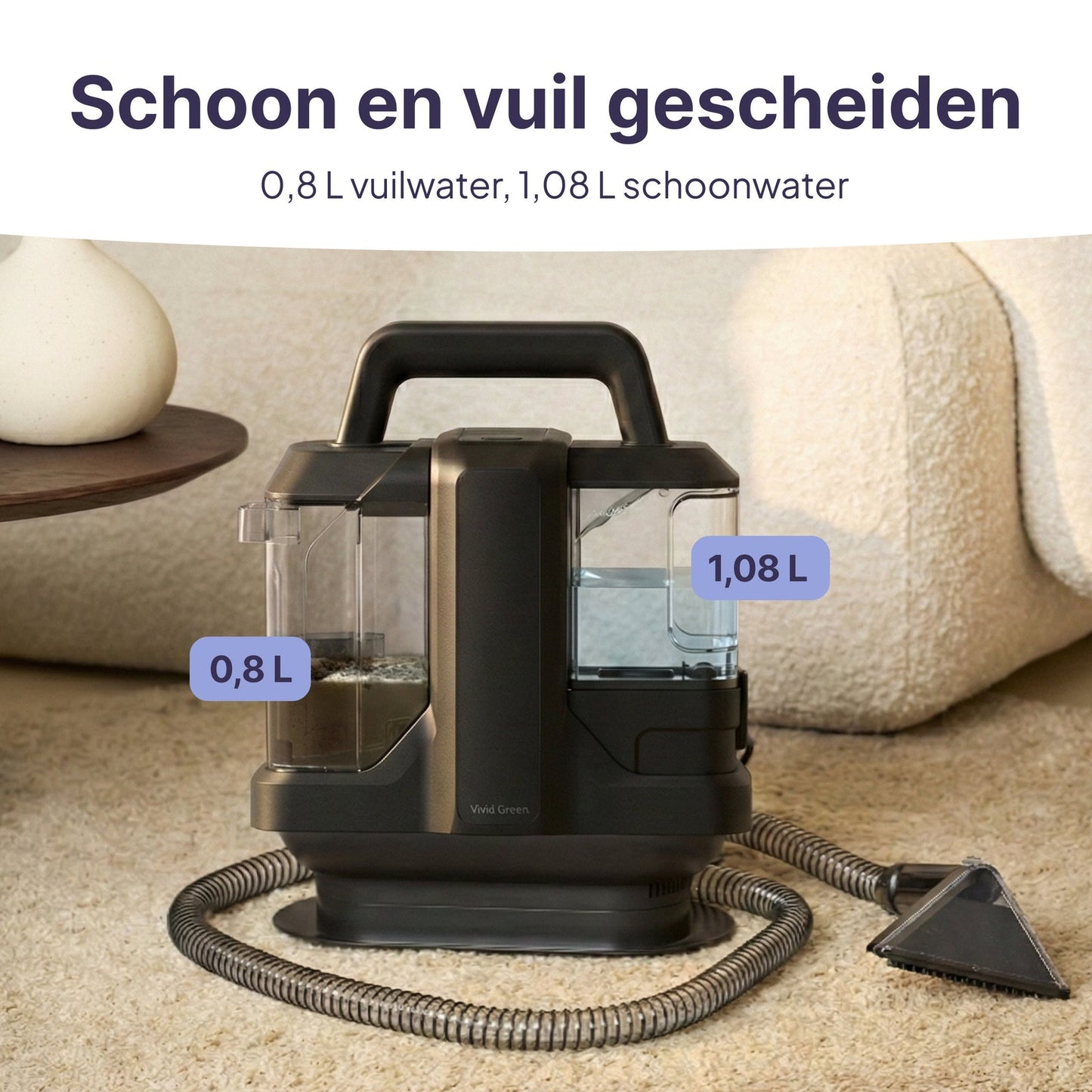 Vlekkenreiniger - Krachtige Tapijtreiniger - 4 Opzetstukken