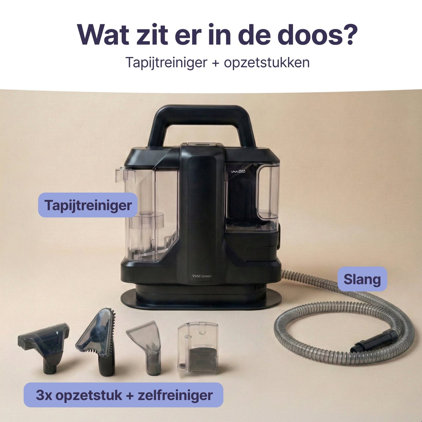 Vlekkenreiniger - Krachtige Tapijtreiniger - 4 Opzetstukken