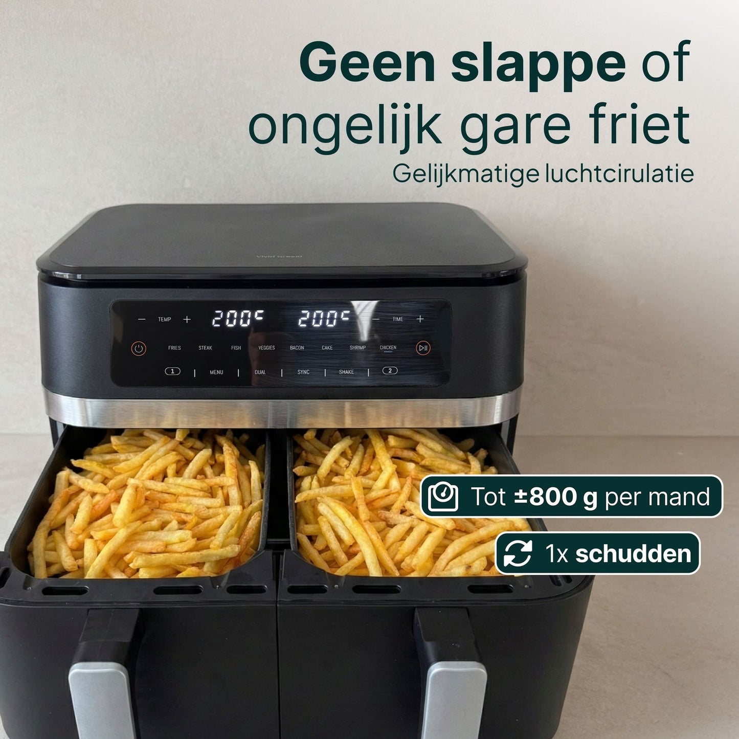 Airfryer 11L - Dubbele Mand - PFAS-vrij