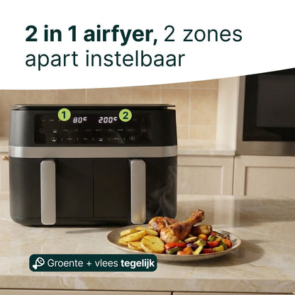 Airfryer 11L - Dubbele Mand - PFAS-vrij