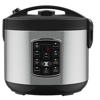 Rijstkoker met Stomer - 1.5L - Slowcooker met Timer - 8 Porties - Multicooker - Rice Cooker - RVS
