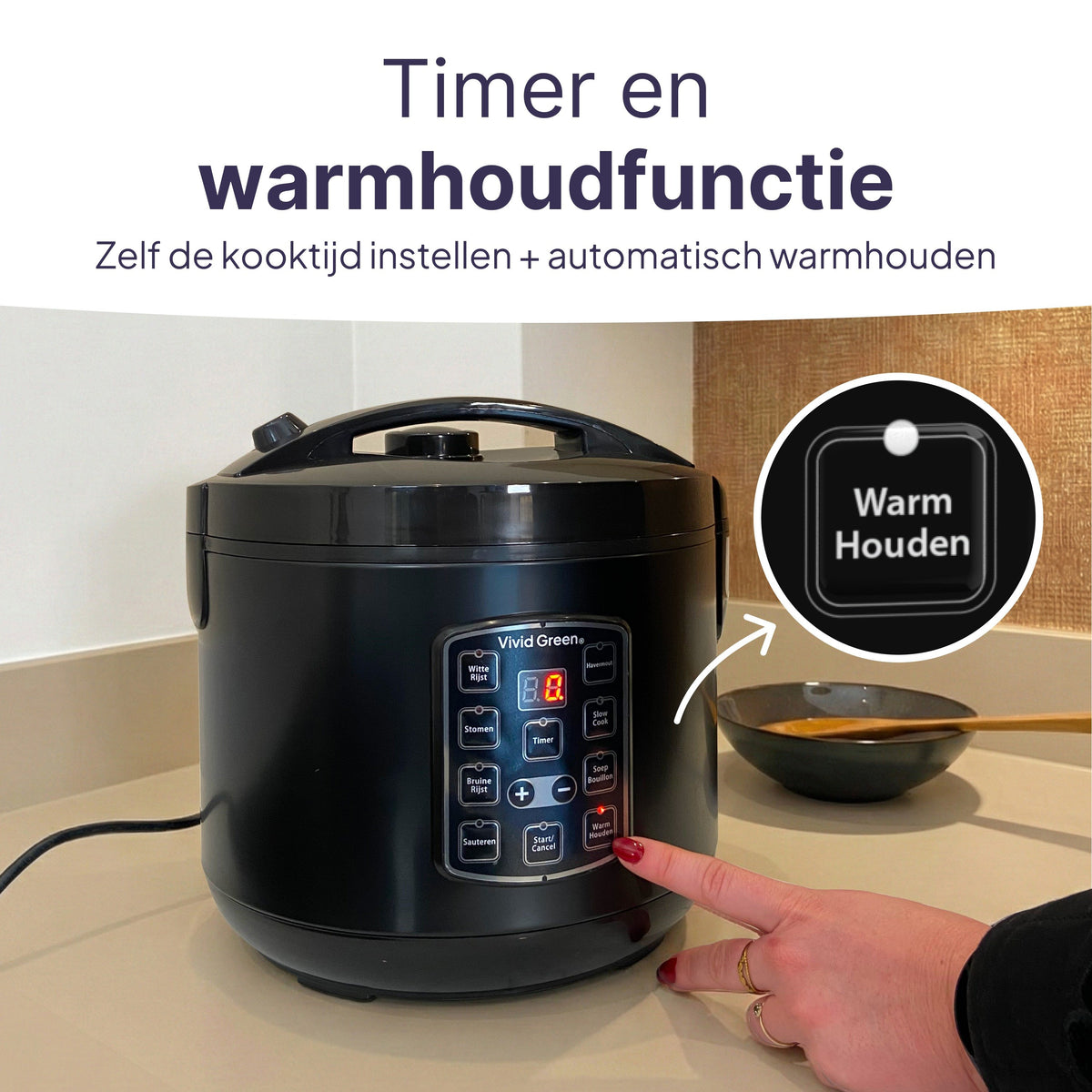 Rijstkoker met Stomer - 1.5L - Slowcooker met Timer - 8 Porties - Multicooker - Rice Cooker - RVS