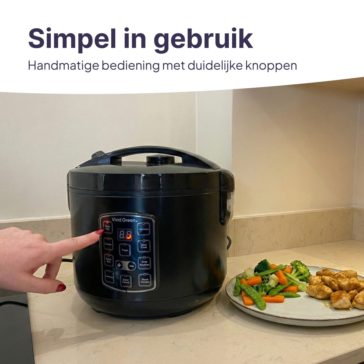 Rijstkoker met Stomer - 1.5L - Slowcooker met Timer - 8 Porties - Multicooker - Rice Cooker - RVS
