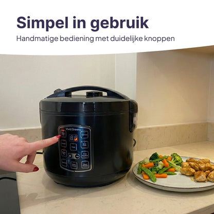 Rijstkoker met Stomer - 1.5L - Slowcooker met Timer - 8 Porties - Multicooker - Rice Cooker - RVS