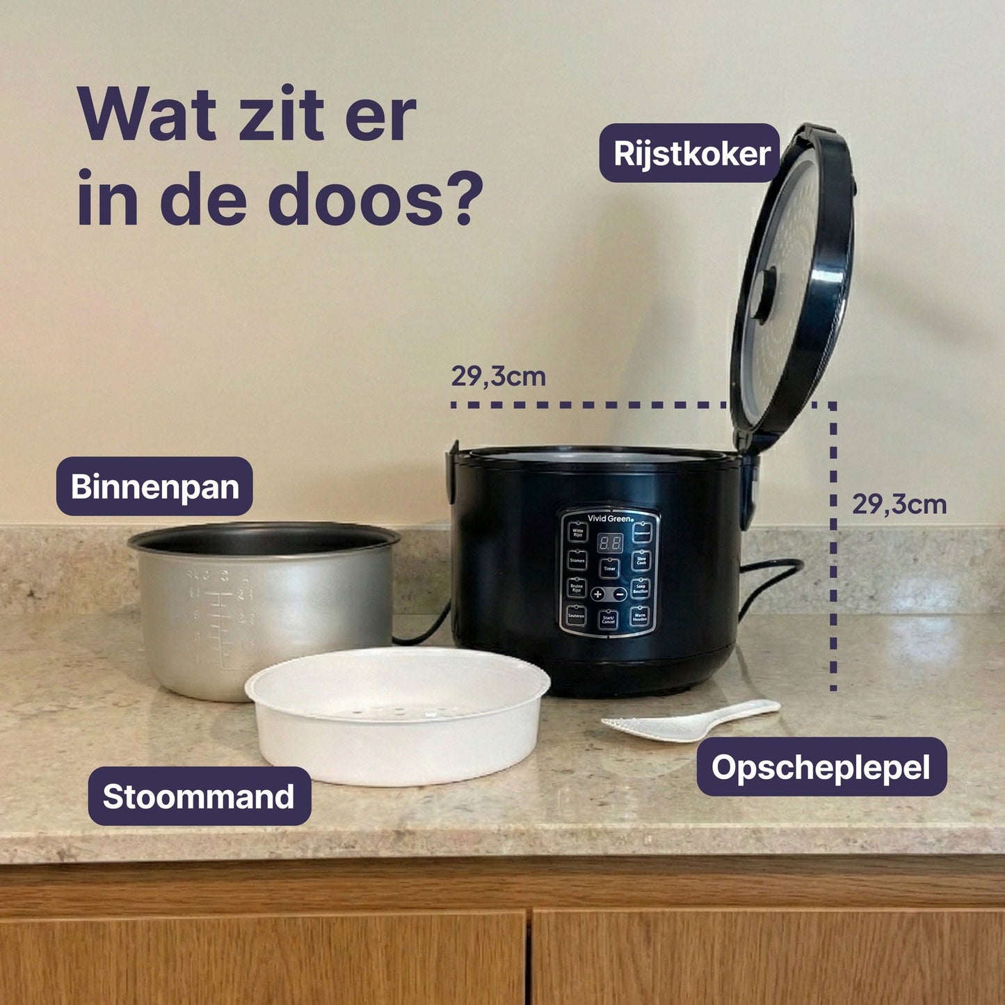 Rijstkoker met Stomer - 1.8L - Slowcooker met Timer