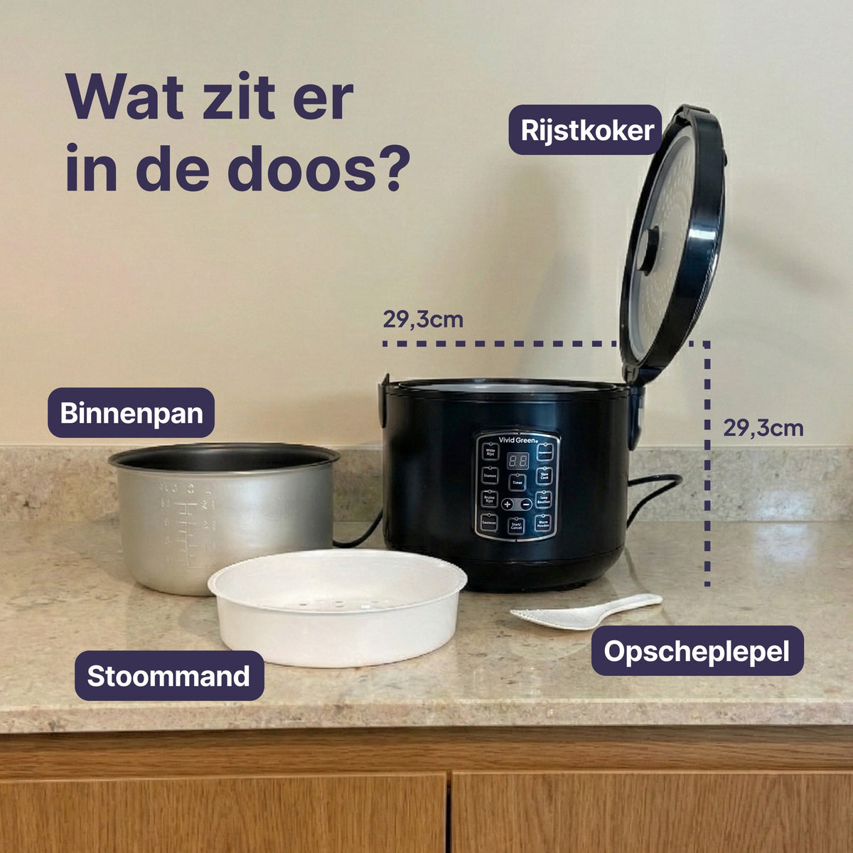 Rijstkoker met Stomer - 1.5L - Slowcooker met Timer - 8 Porties