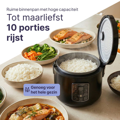 Rijstkoker met Stomer - 1.5L - Slowcooker met Timer - 8 Porties