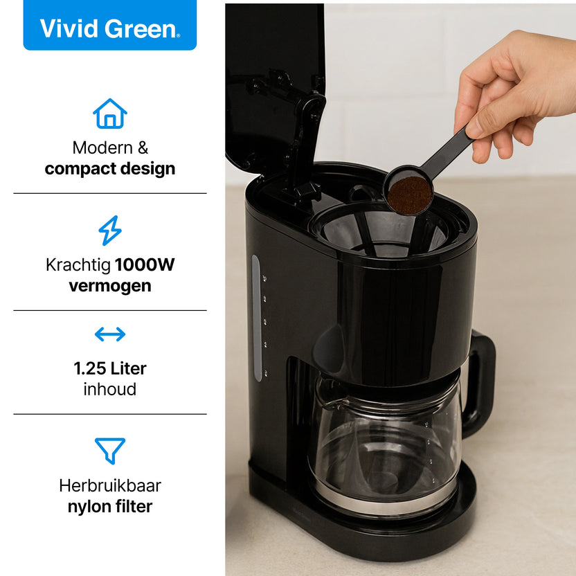 Koffiezetapparaat Filterkoffie 1,25 Liter Met Glazen Kan