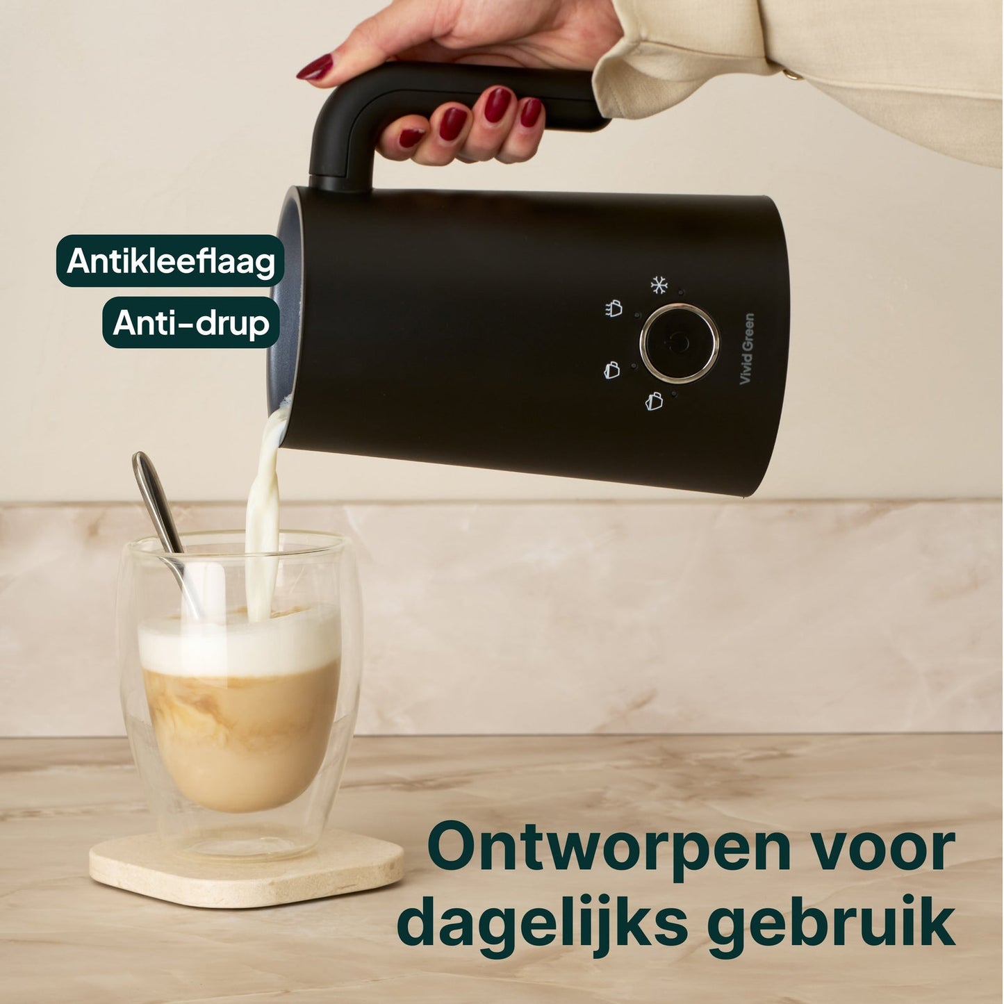 4-in-1 Melkopschuimer - PFAS-vrij - Antikleeflaag