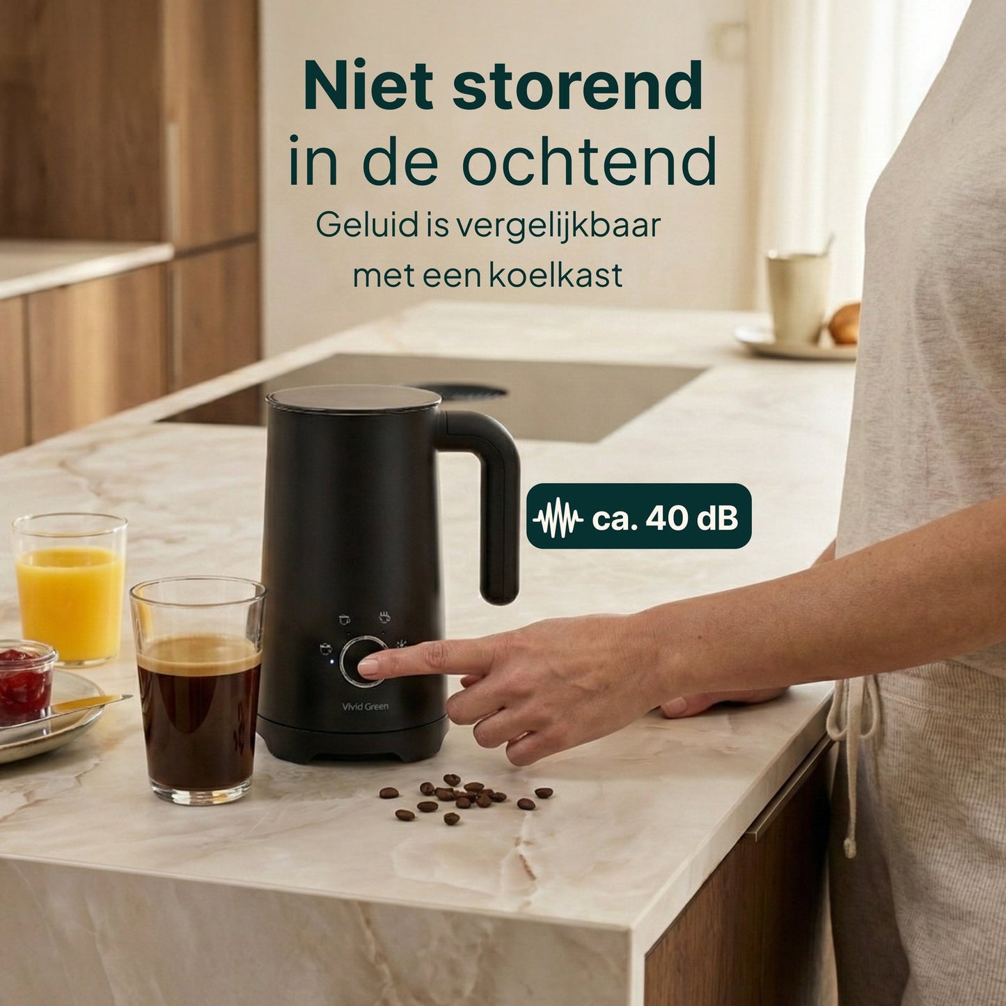 4-in-1 Melkopschuimer - PFAS-vrij - Antikleeflaag