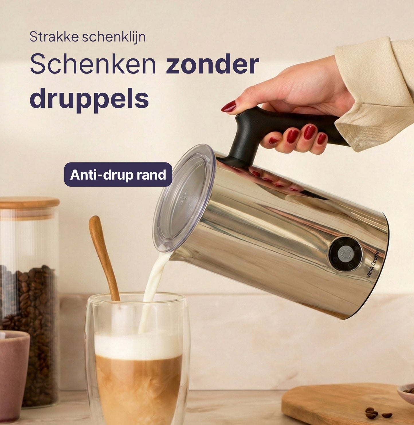 4-in-1 Melkopschuimer - PFAS-vrij - Antikleeflaag