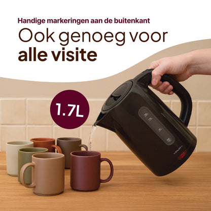Waterkoker - 1,7L - 2200W - Met Uitneembaar Kalkfilter - Zwart
