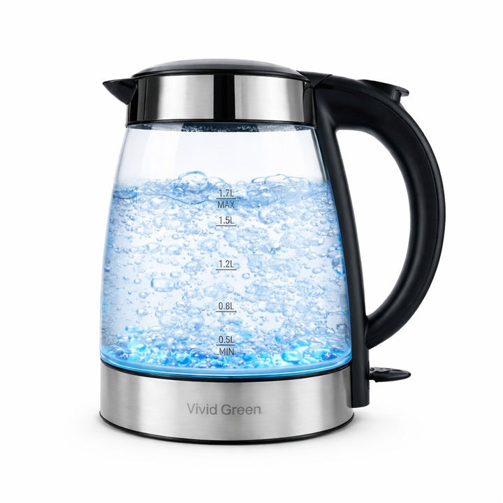 Glazen Waterkoker - 1,7L - 2200W - LED Verlichting - Met Kalkfilter