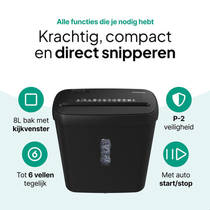 Papierversnipperaar - Compacte Papiervernietiger 8 Liter