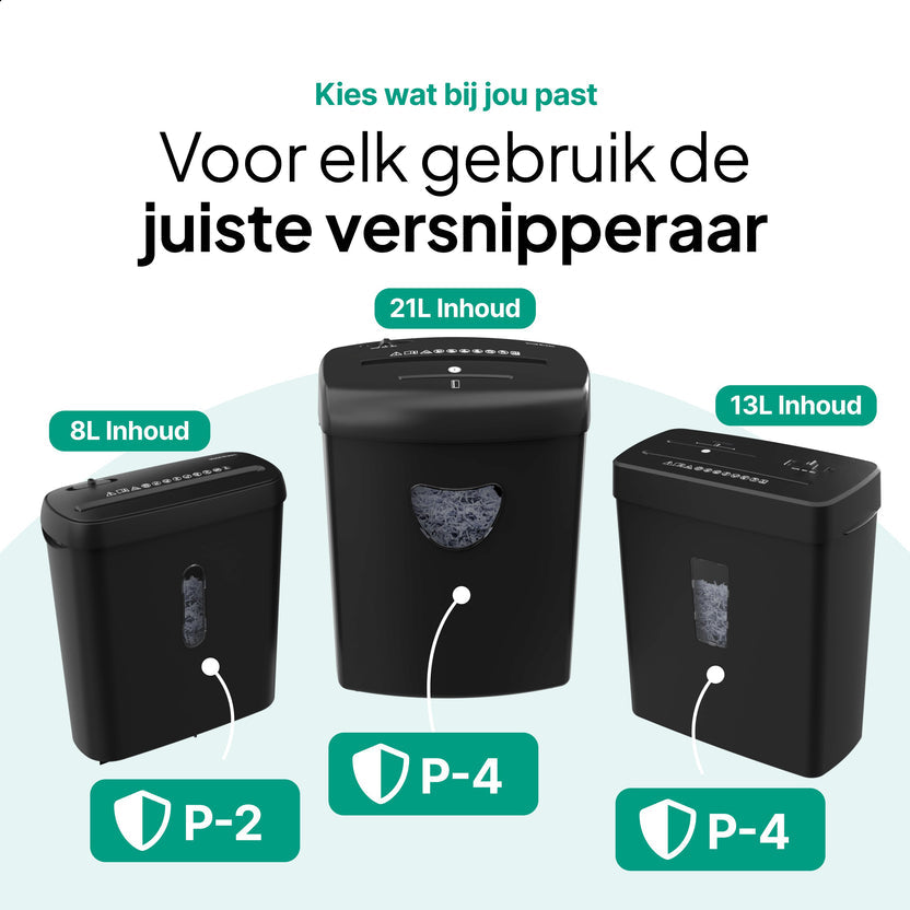 Papierversnipperaar P4 Cross Cut - 21 Liter - 10 Vellen