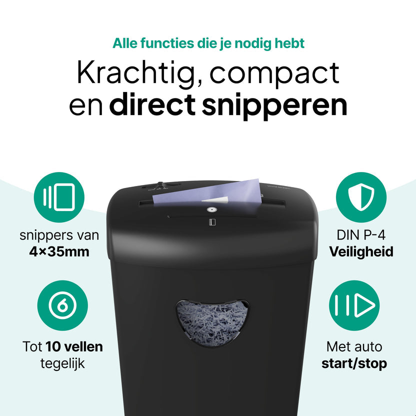 Papierversnipperaar P4 Cross Cut - 21 Liter - 10 Vellen