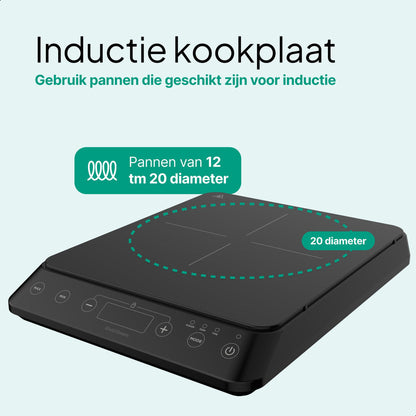 Inductie Kookplaat - Vrijstaand - 1 Pits - 2000 Watt