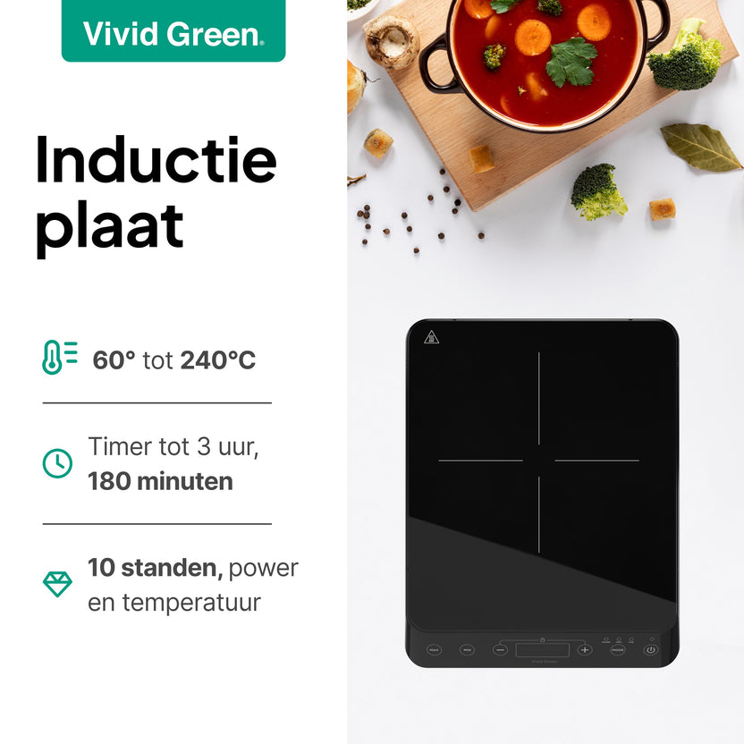 Inductie Kookplaat - Vrijstaand - 1 Pits - 2000 Watt