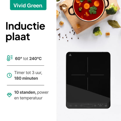 Inductie Kookplaat - Vrijstaand - 1 Pits - 2000 Watt