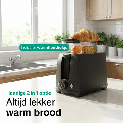 Broodrooster Zwart - Toaster Voor 2 Sneden - 700W