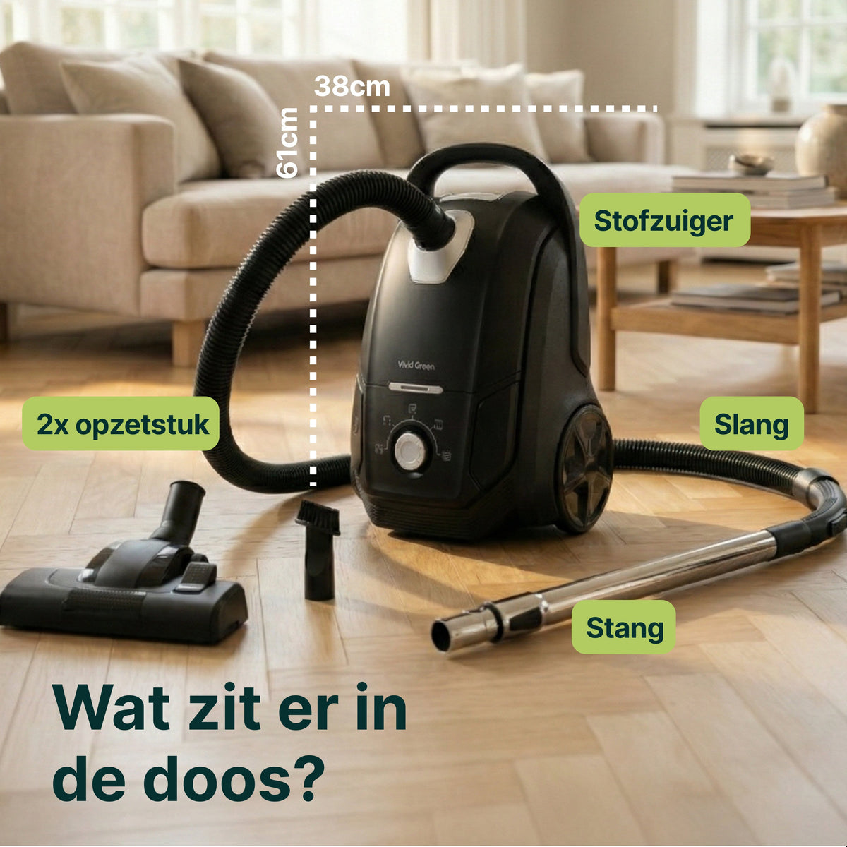 Stofzuiger met herbruikbare Zak - Snoerlengte 11 meter