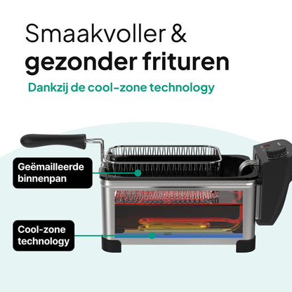 Frituurpan - 3 Liter - 2000W - Friteuse - Koude Zone - RVS