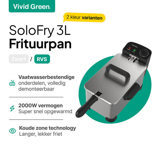 Frituurpan - 3 Liter - 2000W - Friteuse - Koude Zone - RVS