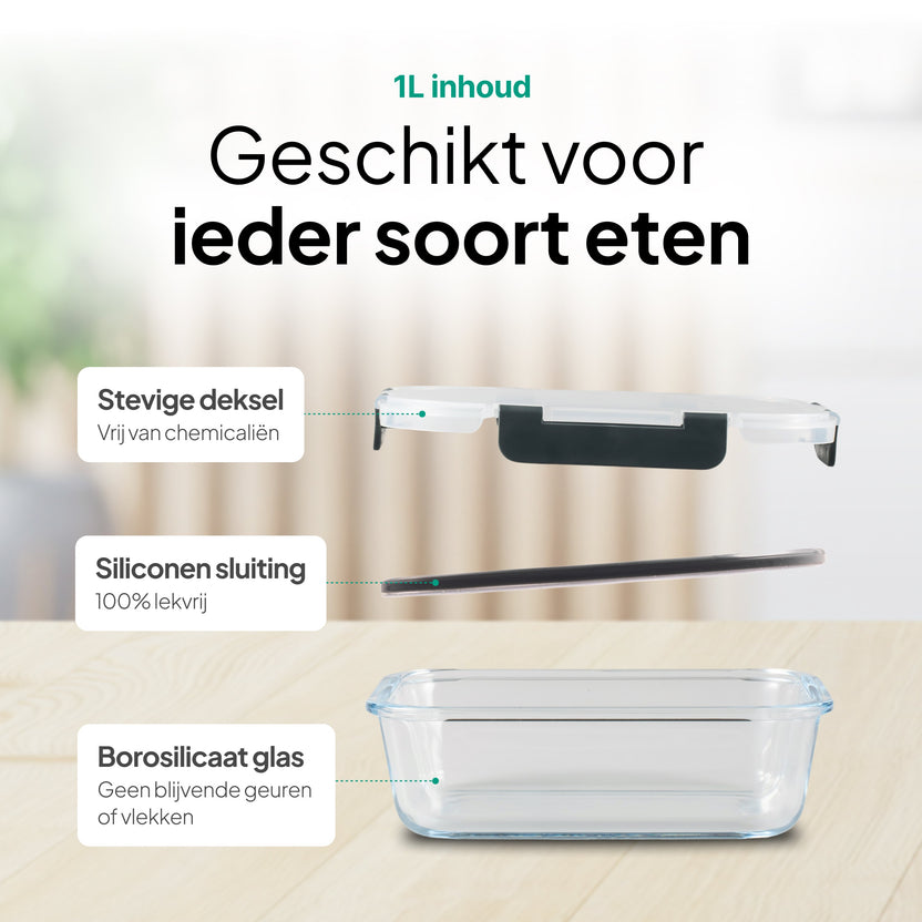 Vershoudbakjes Glas - 10 stuks - Meal Prep Bakjes - Diepvriesbakjes