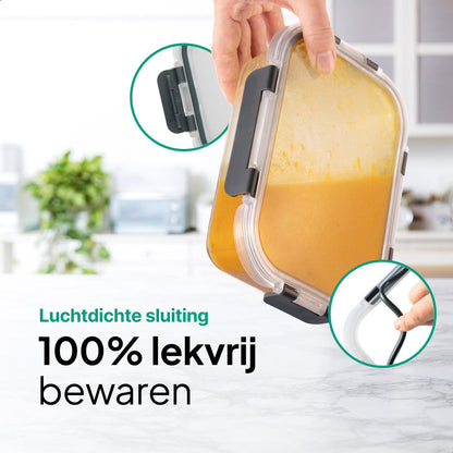 Vershoudbakjes Glas - 10 stuks - Meal Prep Bakjes - Diepvriesbakjes